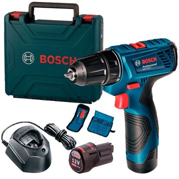 Акумуляторний дриль-шурупокрут Bosch Professional GSR 120-LI в чемодані з 2 акб GBA 12V 2 Ah, з/п GAL 1210 CV, набором 10 біт та набором 12 свердел 06019G8002 фото